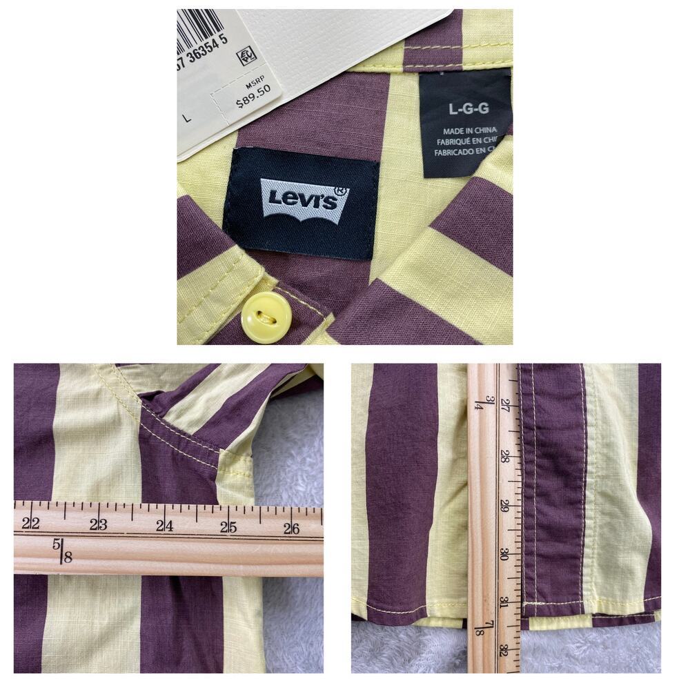 Levi's Skateboarding Retro Striped Shirt Men M Yellow Short Sleeve Button Up NWT - Picture 8 of 8